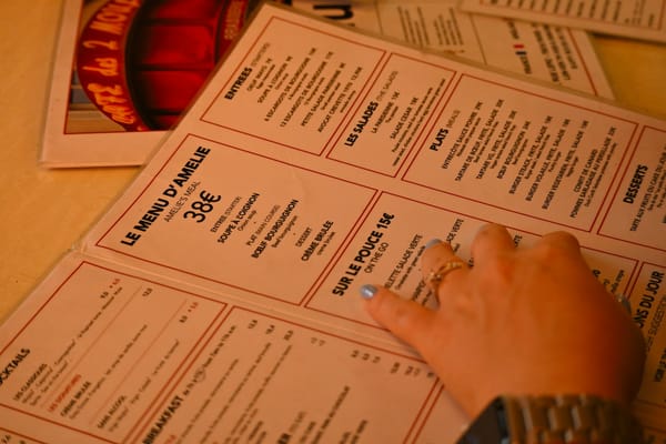 A person's hand on top of a menu